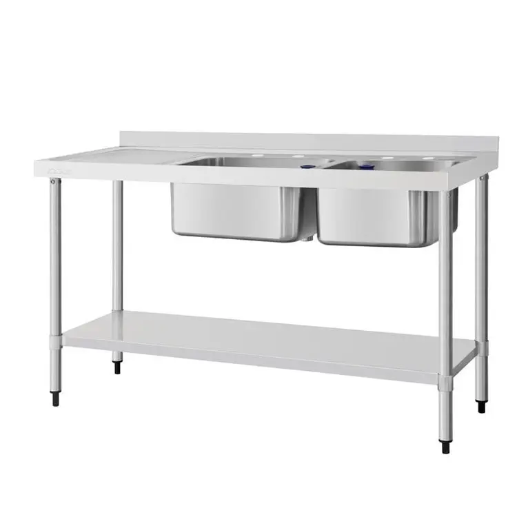 Plonge deux bacs égouttoir à gauche Vogue 1800mm