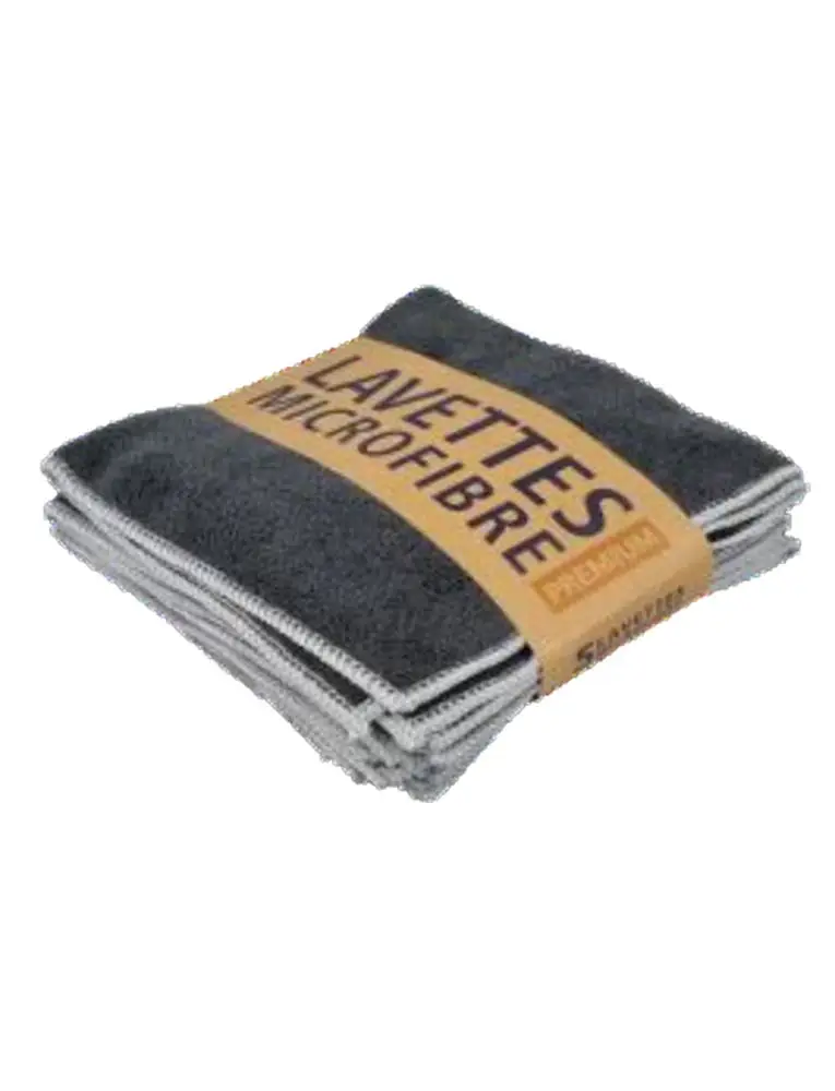 Lavettes Microfibre Premium Noir 38x38cm /5