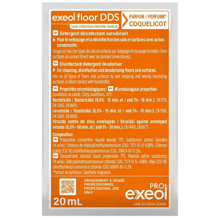 Détergent Désinfectant Surodorant Exeol Floor Coquelicot /250x20ml