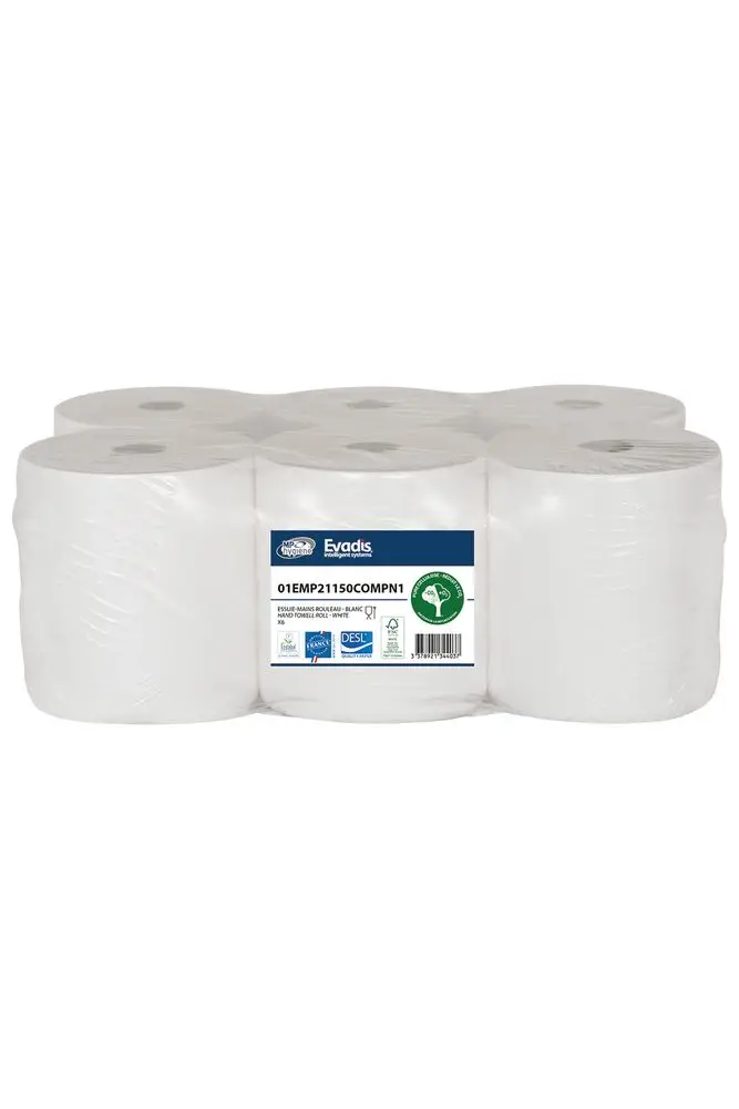 Bobine Essuie-Mains Blanc 143m /6