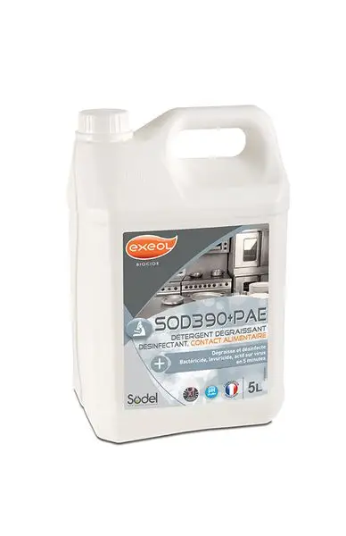 Détergent Dégraissant Désinfectant SOD390+ PAE /5l